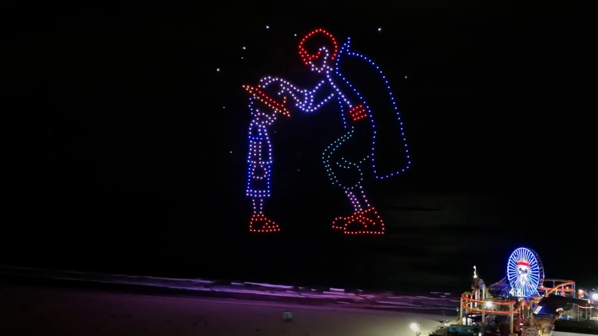 The Netflix Premier Drone Light Show for One Piece in Santa Monica