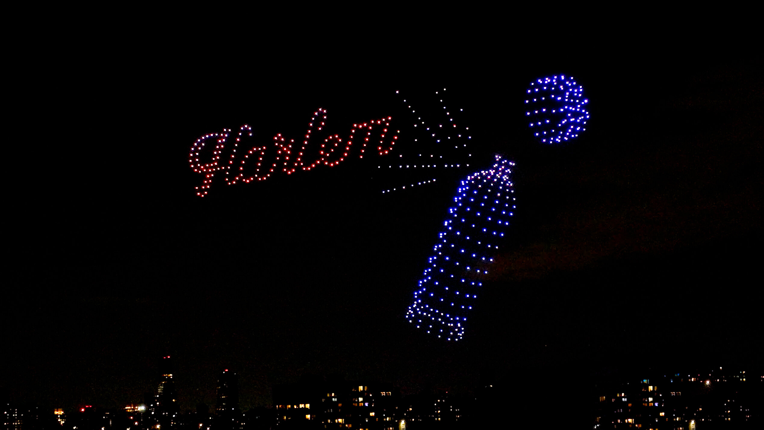 Tagging Harlem in the sky for NYC Hip Hop 50 Drone Light Show in Manhattan