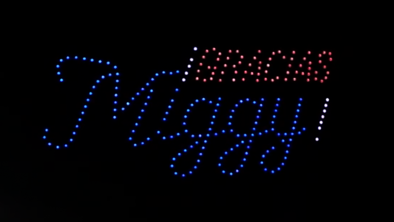 Gracias miggy in sky during Detroit Tigers drone light show