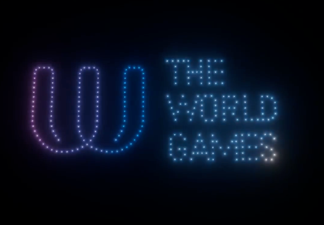 World Games written in sky at drone light show