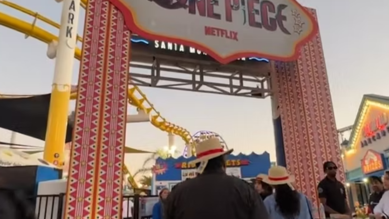 Entrance to Netflix One Piece fan experience at the Santa Monica pier 