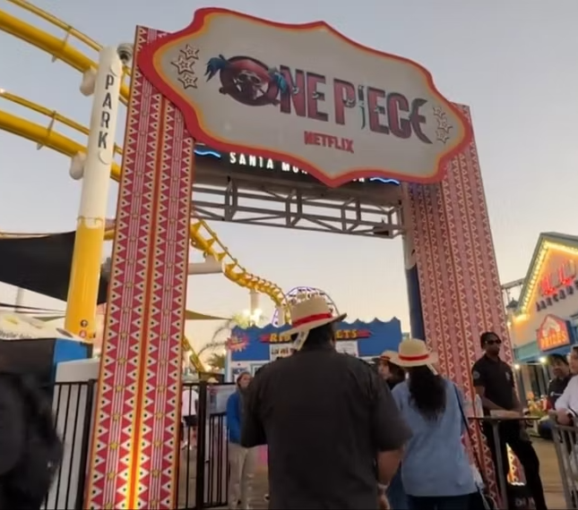 Entrance to Netflix One Piece fan experience at the Santa Monica pier 